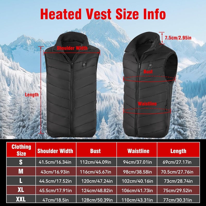 YaoFaFa Heated Vest: Premium Heated Vest for Men with 9-Zone Heating, 3 Adjustable Heating Modes 10000mAh Battery for Outdoor - Image 2